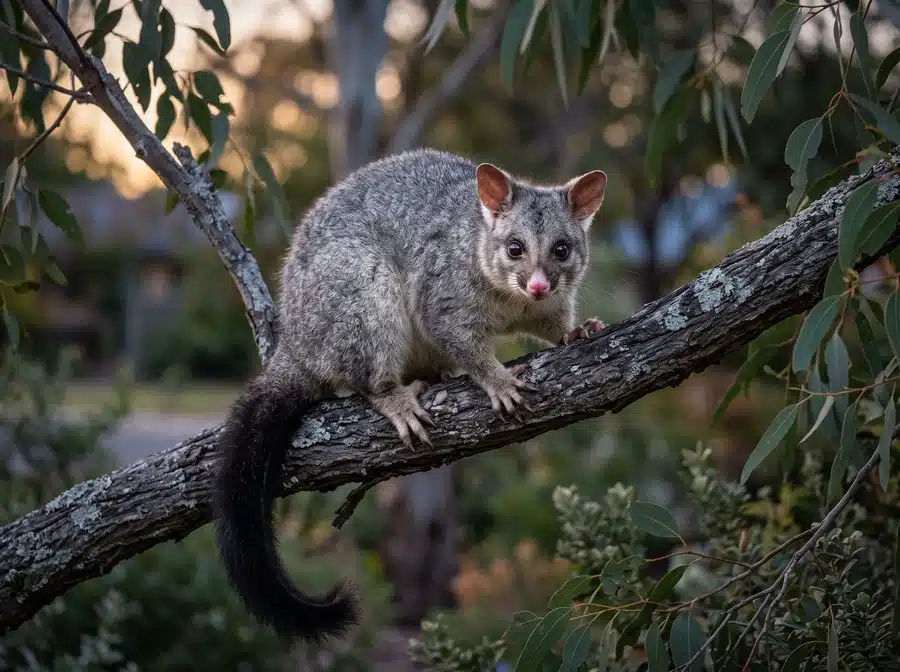 Common brushtail possum in a Melbourne garden