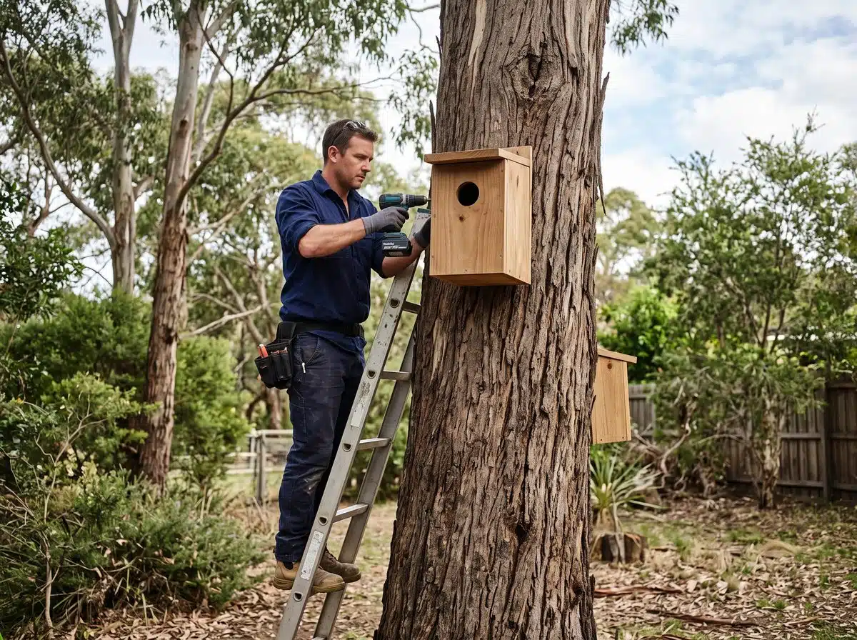 Possum Catcher Melbourne technician installing a possum box